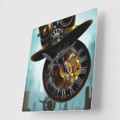 Carrée Steampunk casquette industriel engrenages horloge (Angle)