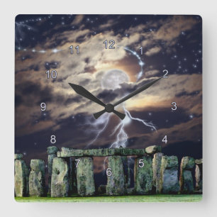 Carrée Stonehenge Mystical Druid Art History Horloge