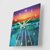 Carrée Sunset Beach Bass Guitare Musique Mur Horloge (Angle)