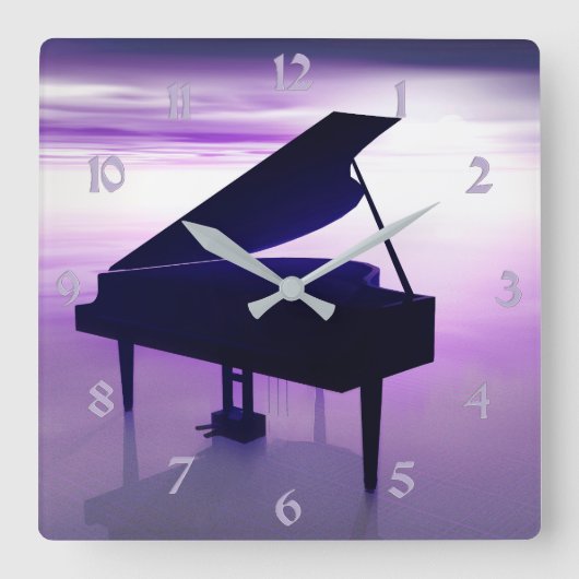 Carrée Sunset Beach Grand Piano Musique Wall Horloge (Recto)