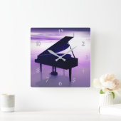 Carrée Sunset Beach Grand Piano Musique Wall Horloge (Maison)