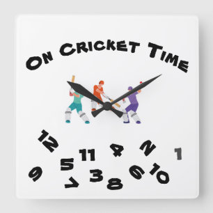 Carrée SUR **HEURE DU CRICKET** Horloge Mur Acrylique DU 
