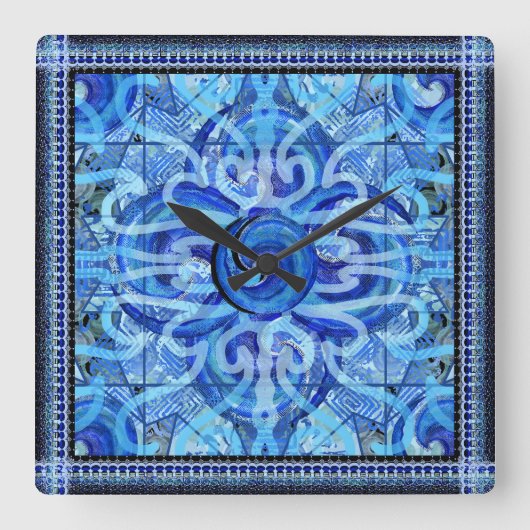 Carrée Susea Blue Studios Wave Mandela Horloge (Recto)