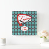 Carrée Symbole Retro Diner Mur Horloge Cadeau (Maison)