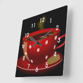 Carrée Tea rouge ou café Coupe Cuisine mural Horloge (Angle)
