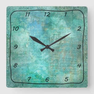 Carrée Teal et horloge modelée de turquoise belle