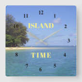 Carrée TEMPS DE L'ÎLE / EAU ET SABLE Acrylique Horloge Mu (Recto)