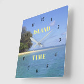 Carrée TEMPS DE L'ÎLE / EAU ET SABLE Acrylique Horloge Mu (Angle)