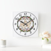 Carrée Terrier Écossais Blé Horloge (Maison)