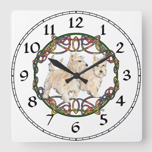 Carrée Terrier Écossais Blé Horloge (Recto)