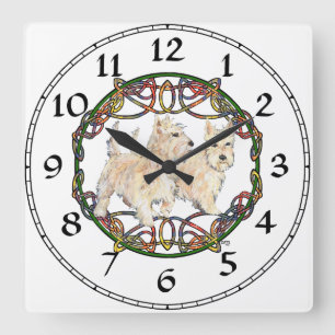 Carrée Terrier Écossais Blé Horloge