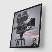 Carrée Thomas Edison Citation "One More Time" Horloge mur (Angle)