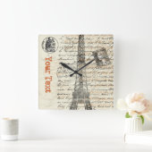 Carrée Tour Eiffel Horloge Vintage française (Maison)