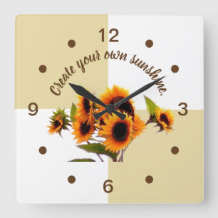 Carrée Tournesol   Horloge kaki et blanche