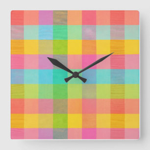 Carrée Tutti Frutti Plaid - Horloge À damiers Mur colorée