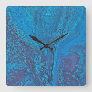 Carrée Une demi-amour 2 Horloge abstraite bleu glace