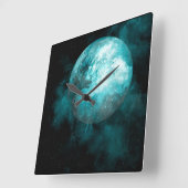 Carrée Une fois dans une horloge lune bleue (Angle)