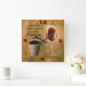 Carrée Une horloge à vin et café de bonne journée (Maison)
