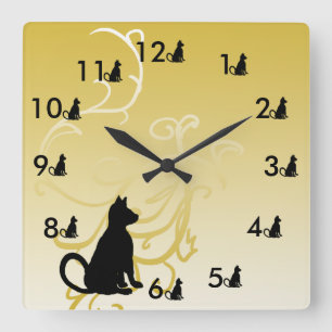 Carrée Une horloge de chat de Kitty deux Kitty choie des
