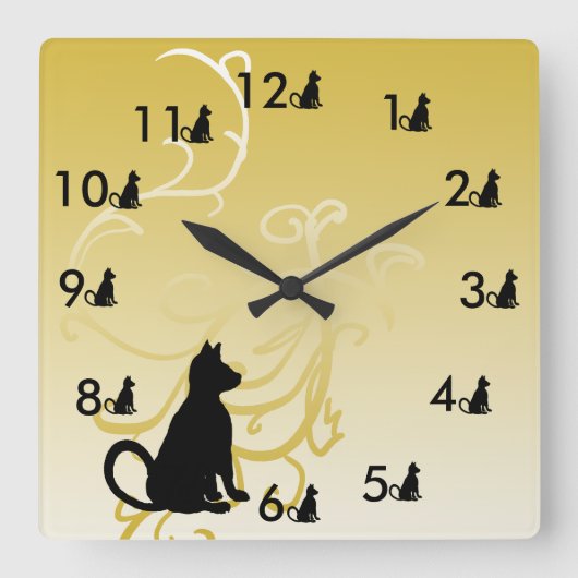 Carrée Une horloge de chat de Kitty deux Kitty choie des (Recto)