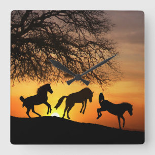 Carrée Une Horloge de Cheval amusante et fantaisiste