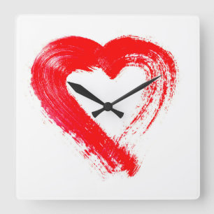 Carrée Une horloge du Mur du Coeur Rouge