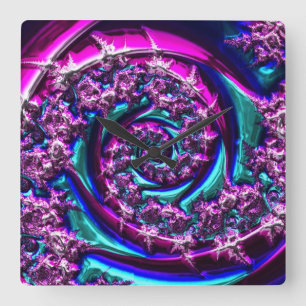Carrée Verre fractal 2 Horloge et options numériques