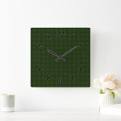Carrée Vert conifère, solide, géométrique. grande horloge (Maison)