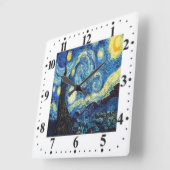 Carrée Vincent Van Gogh Horloge nocturne étoilée (Angle)