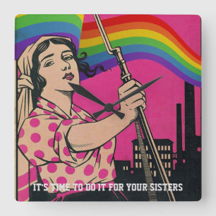 Carrée Vintage Faites-Le Pour Vous Soeurs Carré Horloge M