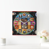 Carrée Visages de mars Acrylique Mur Horloge (Maison)