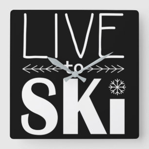 Carrée Vivez pour skier horloge