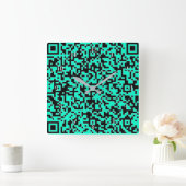 Carrée Votre code QR Info Scan Horloge Turquoise - Couleu (Maison)
