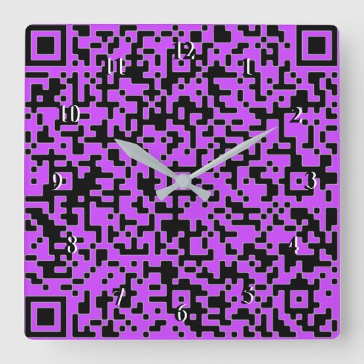 Carrée Votre QR Code Scan Info Purple Horloge - Couleur p (Recto)