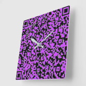 Carrée Votre QR Code Scan Info Purple Horloge - Couleur p (Angle)