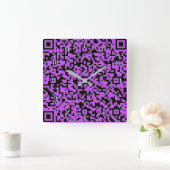 Carrée Votre QR Code Scan Info Purple Horloge - Couleur p (Maison)