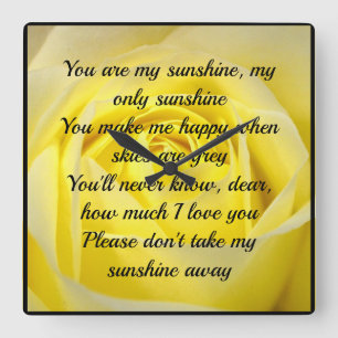 Carrée Vous Êtes Mon Carré Rose Jaune Sunshine Horloge