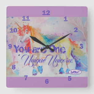 Carrée Vous êtes une licorne unique ! Horloge pour filles