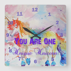 Carrée Vous êtes une licorne unique ! Horloge pour filles