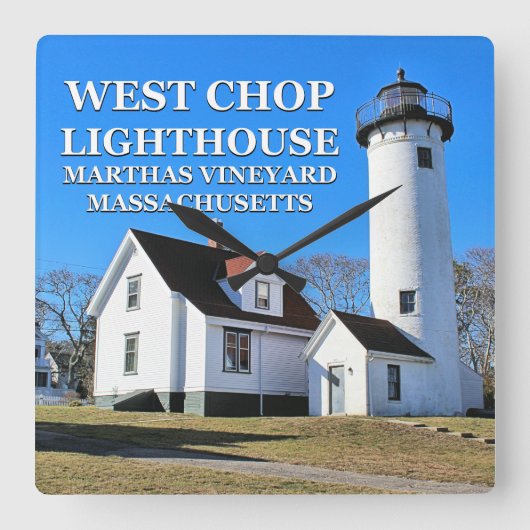 Carrée West Chop Lighthouse, Marthas Vineyard MA Horloge (Recto)