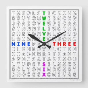 Carrée Word Search Horloge avec puzzle téléchargeable (