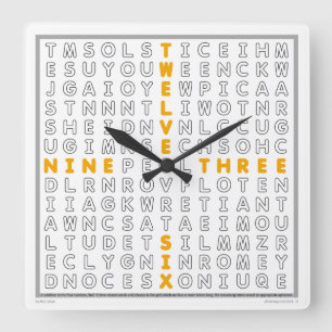 Carrée Word Search Horloge avec puzzle téléchargeable(ora