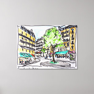 Carrefour de l'Odeon, Parijs, Frankrijk Canvas Afdruk