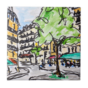 Carrefour de l'Odeon, Parijs, Frankrijk Tegeltje