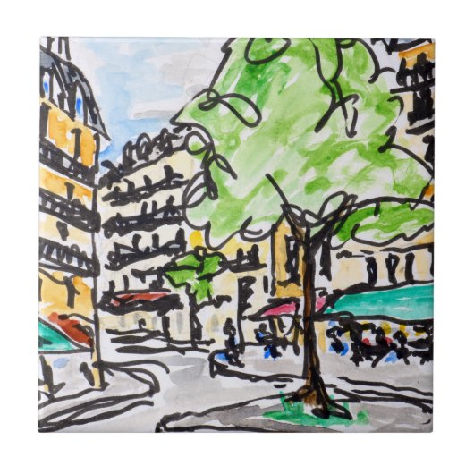 Carrefour de l'Odeon, Parijs, Frankrijk Tegeltje (Voorkant)