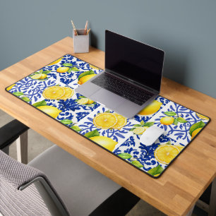 Carrelage à motif de citron bleu blanc Méditerrané