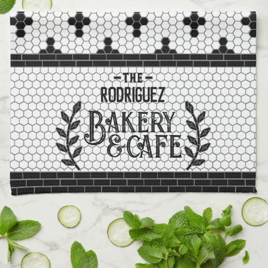 Carrelage Bistro Serviette de cuisine personnalisé (Plié)