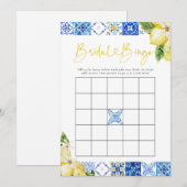 Carrelage bleu Citron Fête des mariées Bingo Carte (Devant / Derrière)