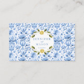 Carrelage bleu citron italien mariage plat carte (Dos)