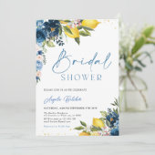 Carrelage bleu Citron nuptiale douche Invitation (Debout devant)